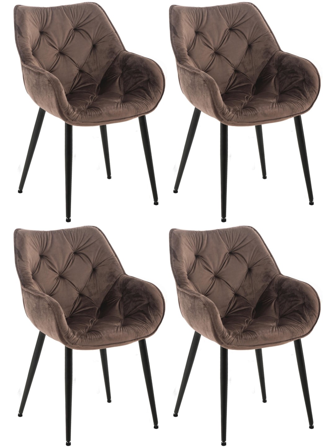 Conjunto de 4 sillas Tanna terciopelo, marrón