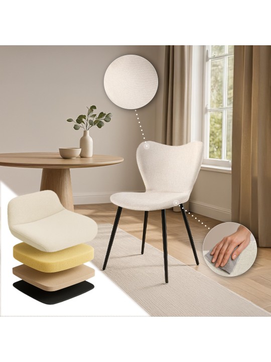 Silla de comedor Maika tela, crema
