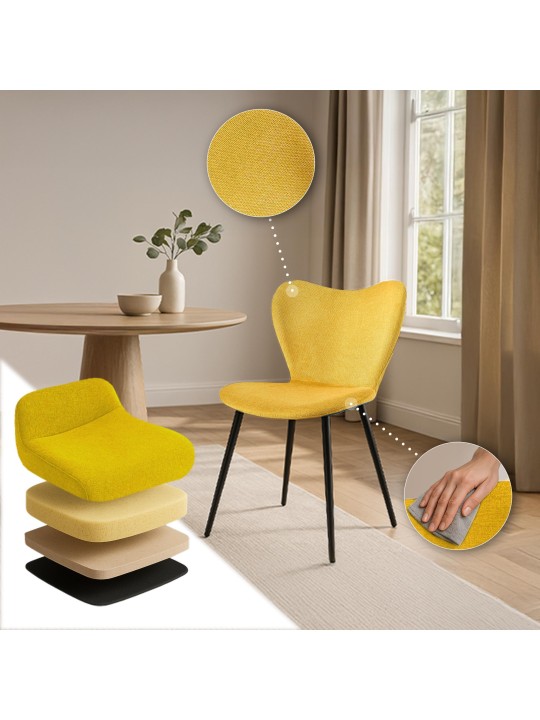 Silla de comedor Maika tela, amarillo