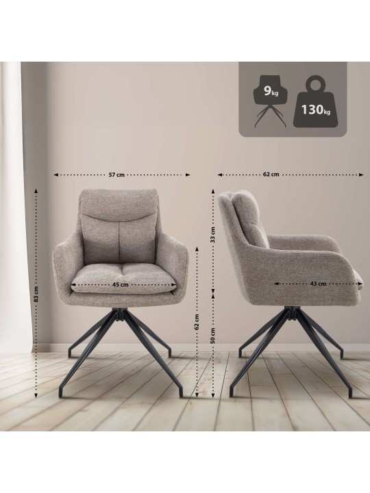 Juego de 2 sillas de comedor tela Somers, taupe Juego de 2 sillas de comedor tela Somers, taupe