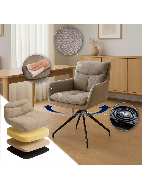 Juego de 2 sillas de comedor tela Somers, taupe Juego de 2 sillas de comedor tela Somers, taupe