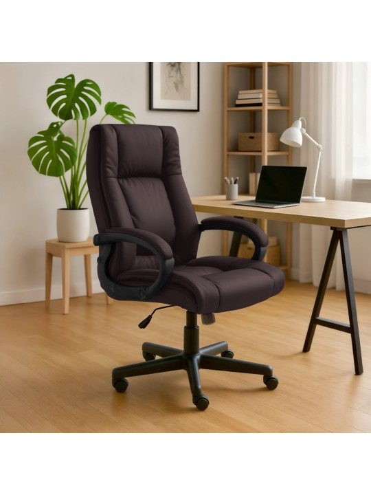 Silla de oficina XL Sparta piel sintética, marrón