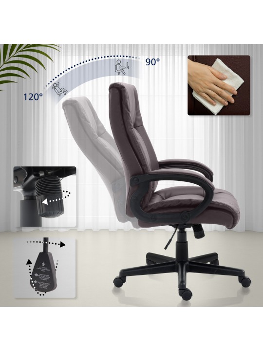 Silla de oficina XL Sparta piel sintética, marrón