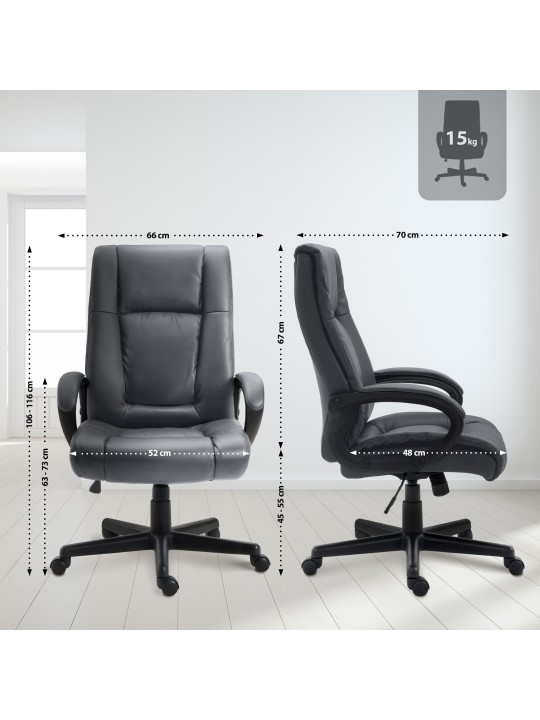 Silla de oficina XL Sparta piel sintética, gris