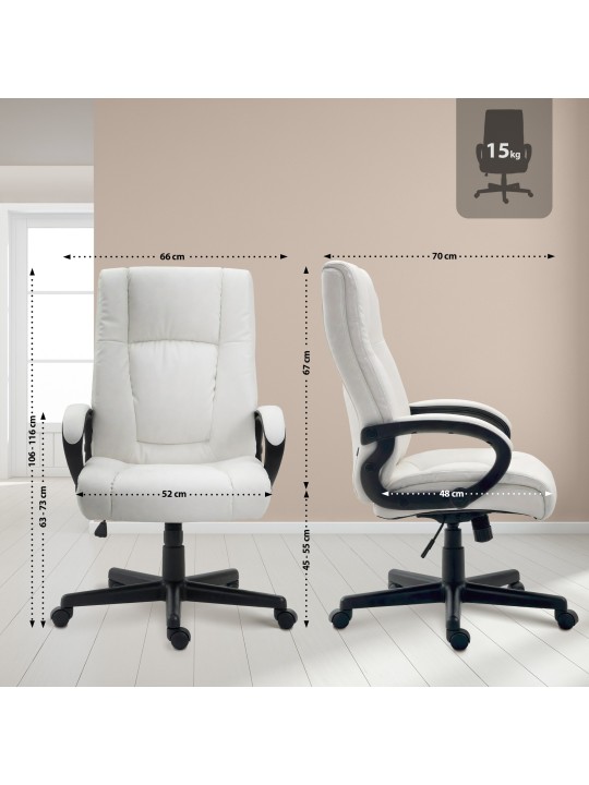 Silla de oficina XL Sparta piel sintética, blanco