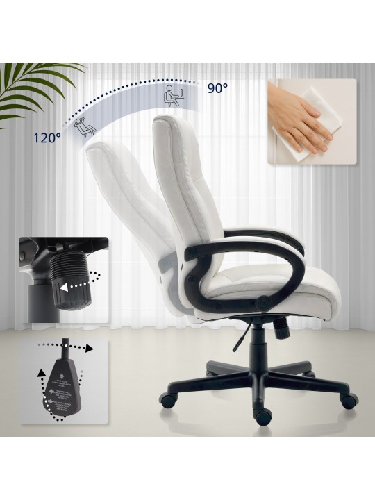 Silla de oficina XL Sparta piel sintética, blanco