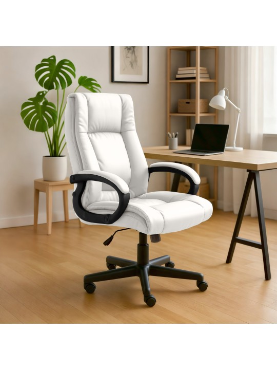Silla de oficina XL Sparta piel sintética, blanco
