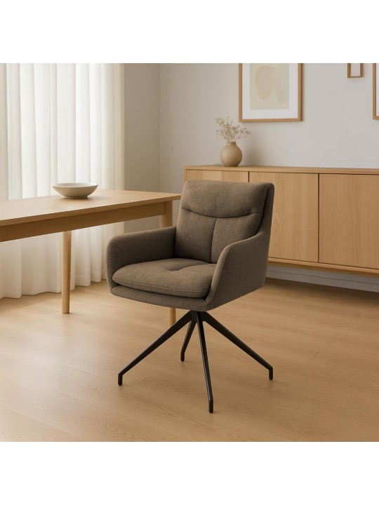Silla de comedor Somers tela, marrón