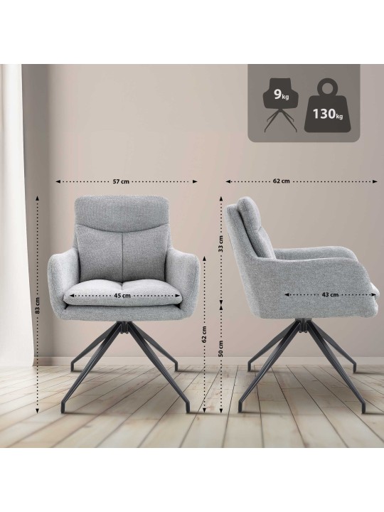 Silla de comedor Somers tela, gris claro Silla de comedor Somers tela, gris claro