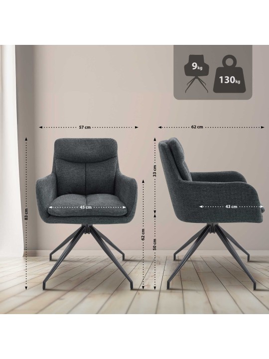 Silla de comedor Somers tela, gris oscuro