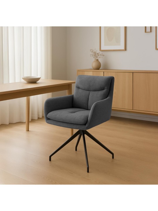 Silla de comedor Somers tela, gris oscuro