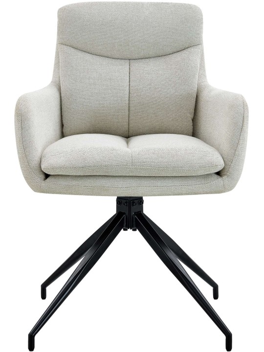 Juego de 2 sillas de comedor tela Somers, crema