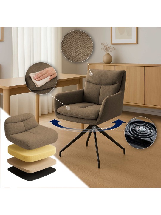 Silla de comedor Somers tela, marrón