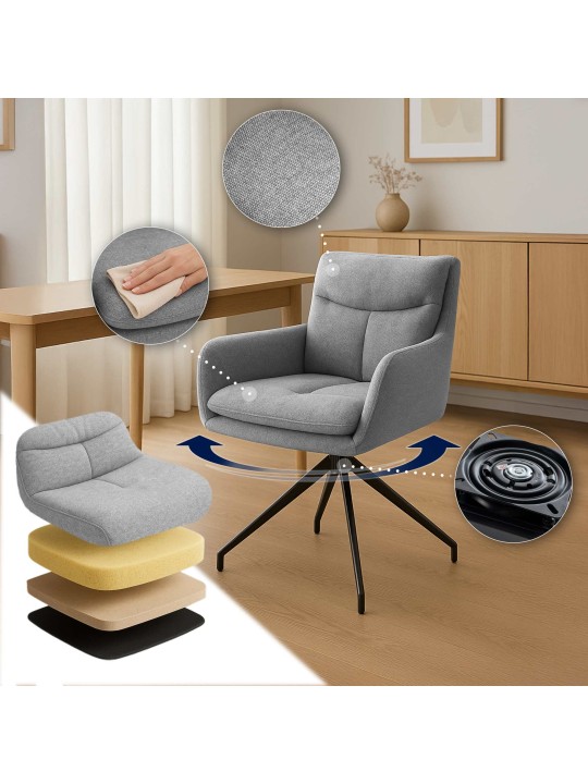 Silla de comedor Somers tela, gris claro Silla de comedor Somers tela, gris claro