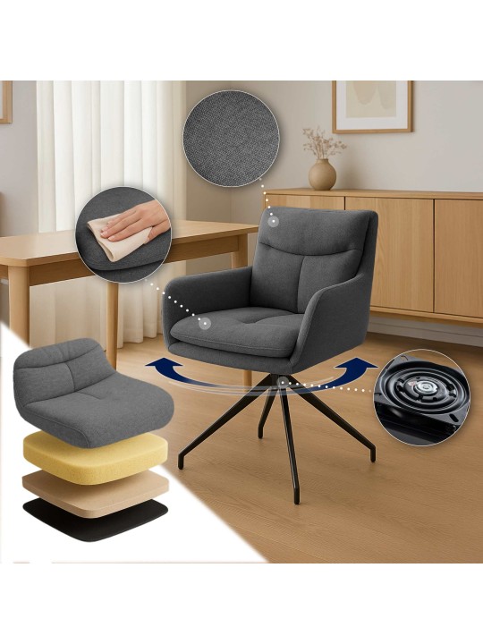 Silla de comedor Somers tela, gris oscuro