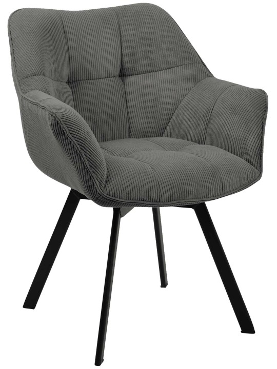 Silla de comedor Jordi Cord, gris oscuro