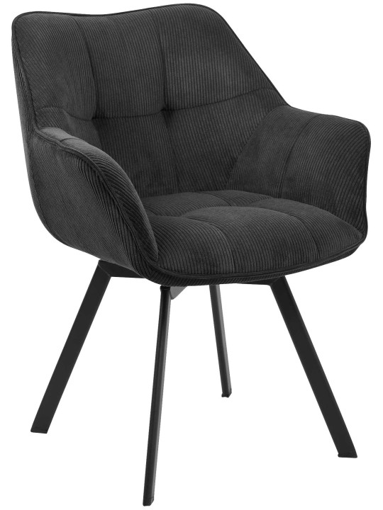 Silla de comedor Jordi Cord, negro