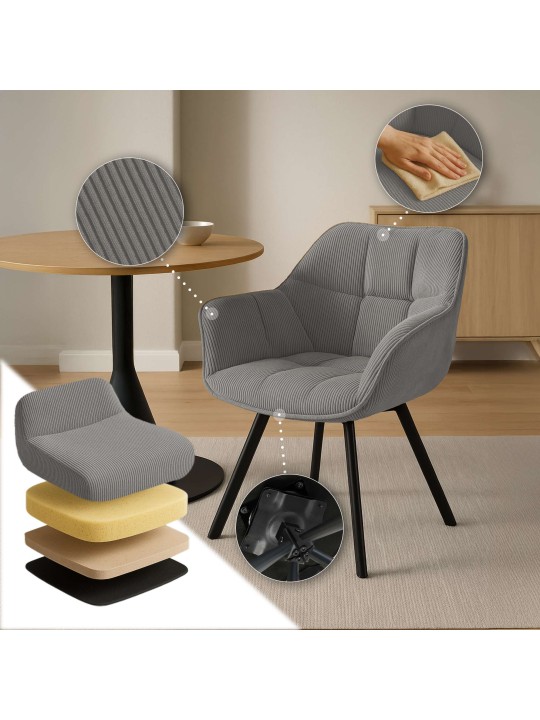 Silla de comedor Jordi Cord, gris