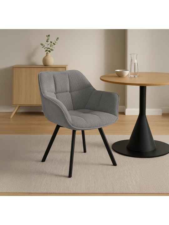 Silla de comedor Jordi Cord, gris