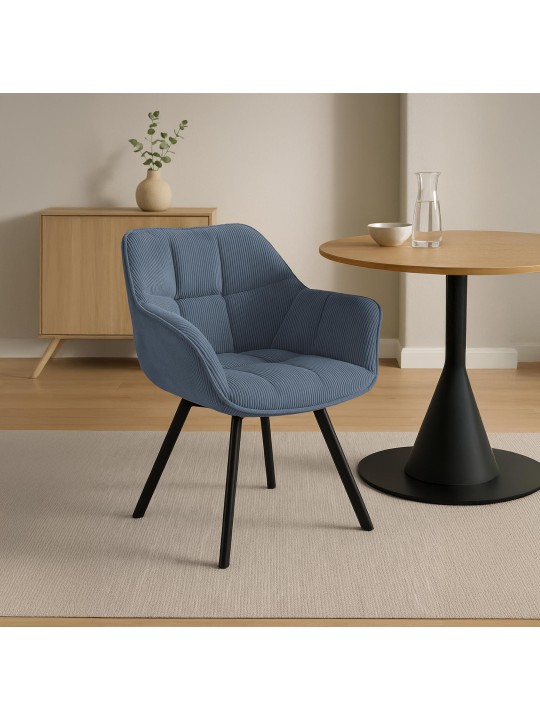 Silla de comedor Jordi Cord, azul