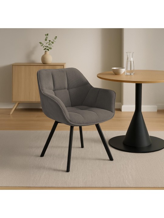 Silla de comedor Jordi Cord, marrón