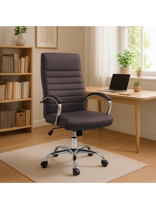 Silla de oficina Valais piel sintética, marrón Silla de oficina Valais piel sintética, marrón