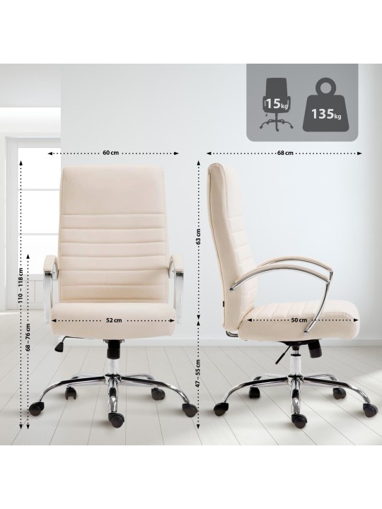 Silla de oficina Valais piel sintética, crema