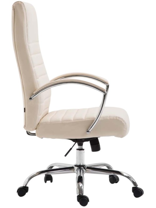 Silla de oficina Valais piel sintética, crema