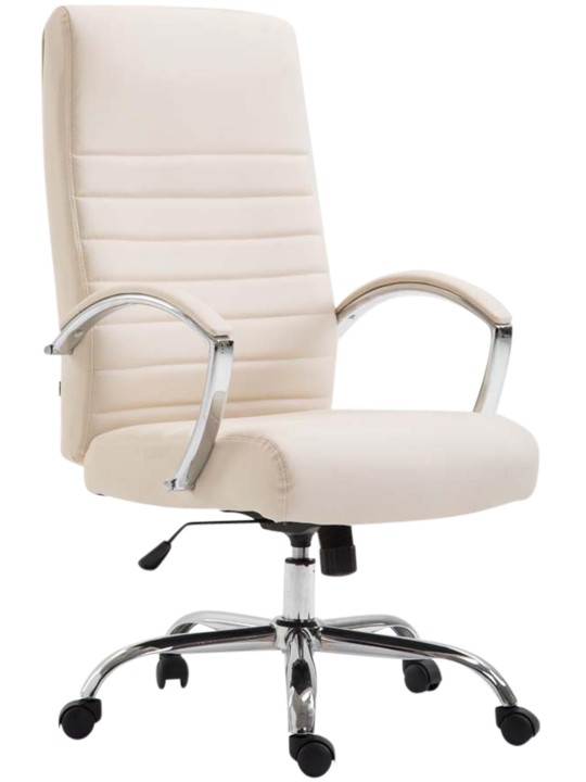 Silla de oficina Valais piel sintética, crema