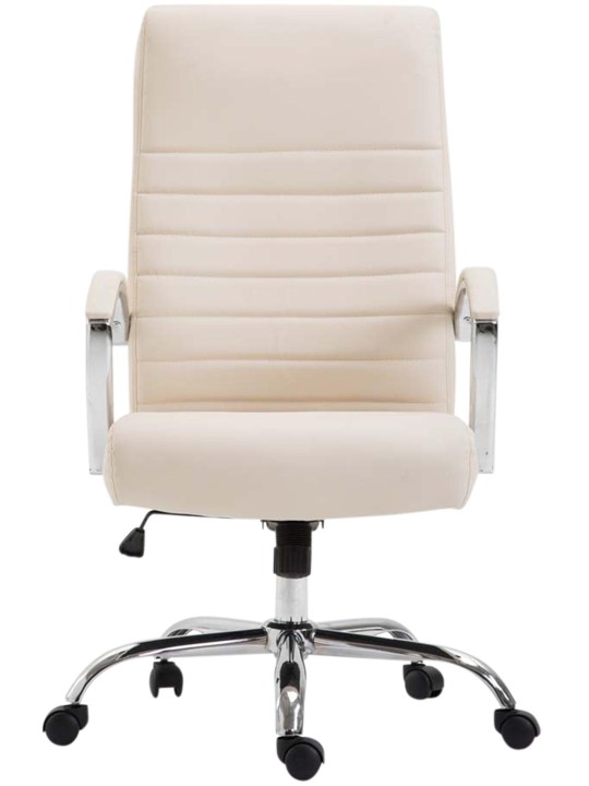 Silla de oficina Valais piel sintética, crema