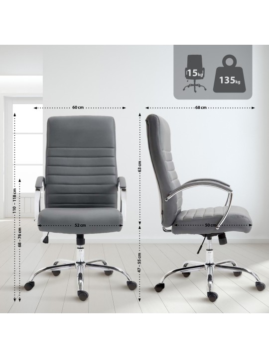 Silla de oficina Valais piel sintética, gris