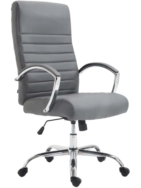 Silla de oficina Valais piel sintética, gris