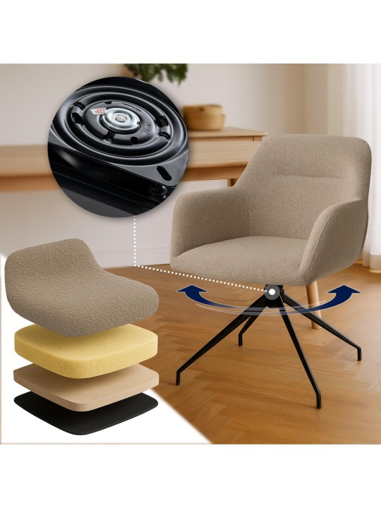 Silla de comedor Merlinda tela Teddy, taupe