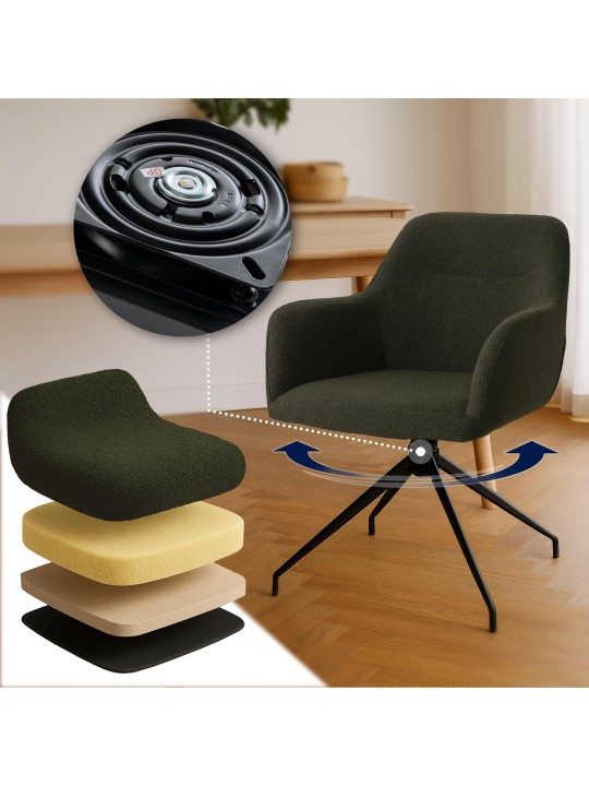 Silla de comedor Merlinda tela Teddy, verde oscuro