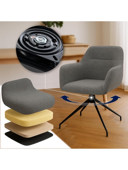 Silla de comedor Merlinda tela Teddy, gris Silla de comedor Merlinda tela Teddy, gris