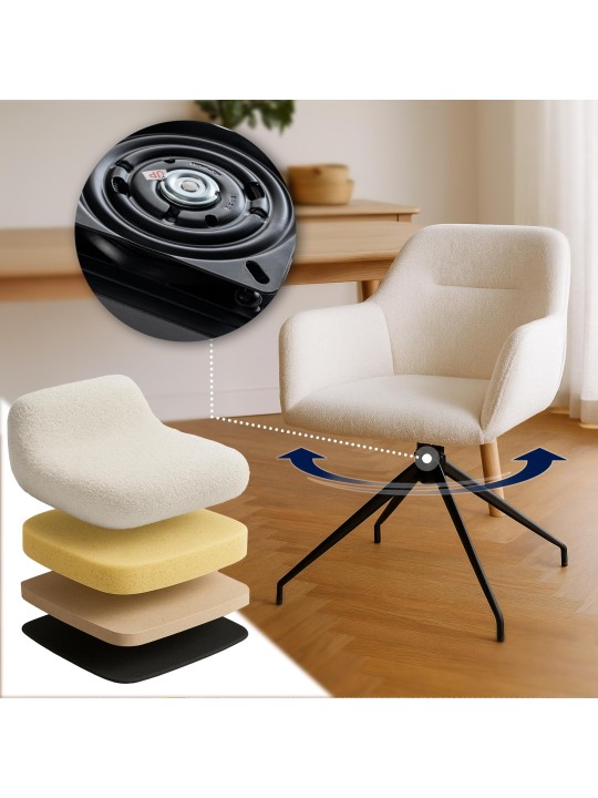 Silla de comedor Merlinda tela Teddy, crema