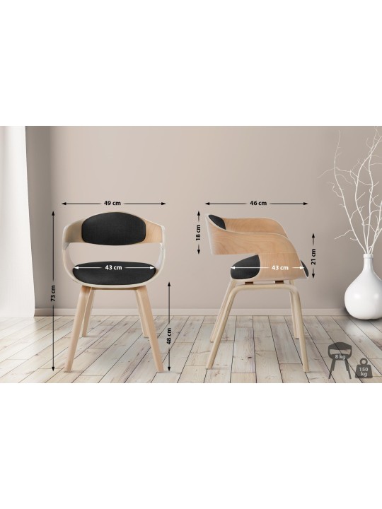 Conjunto de 2 sillas tela Kingston, natural/gris oscuro