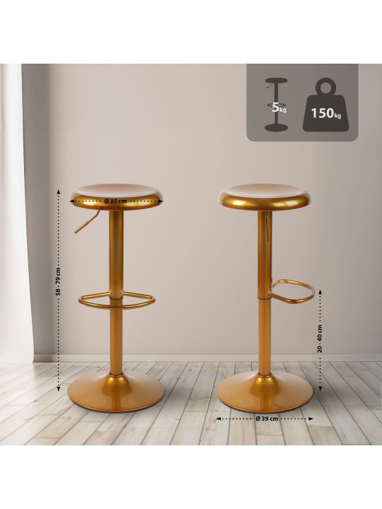 Juego de 2 taburetes de bar Williston, oro