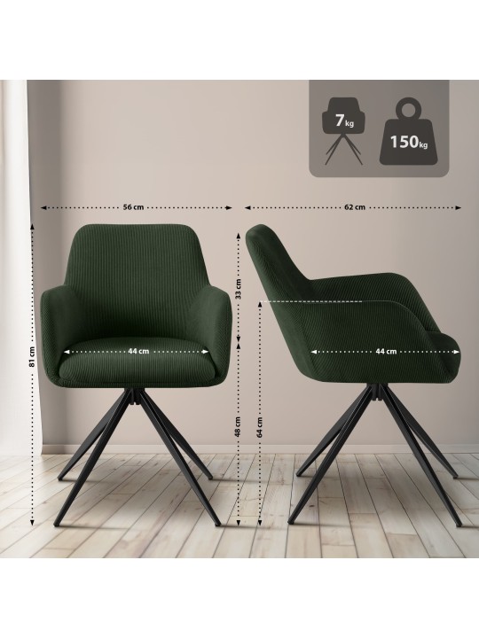 Silla de comedor Olema Cord, verde