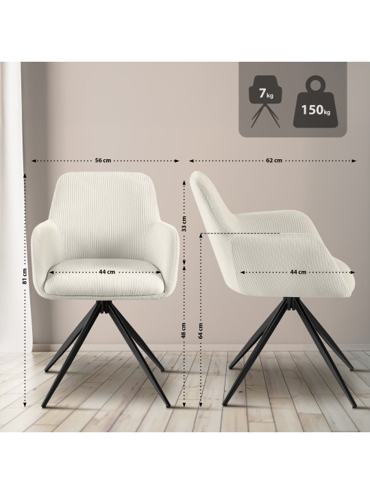 Silla de comedor Olema Cord, crema Silla de comedor Olema Cord, crema