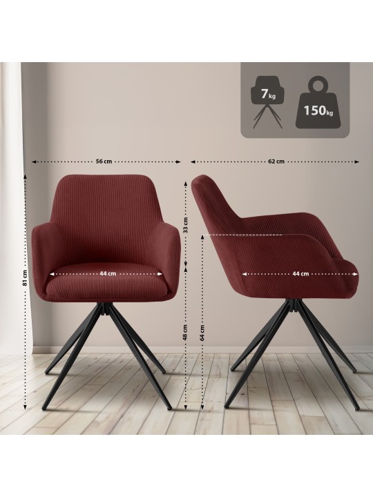 Silla de comedor Olema Cord, burdeos