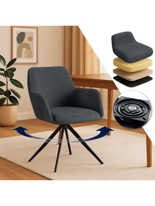 Silla de comedor Olema Cord, negro