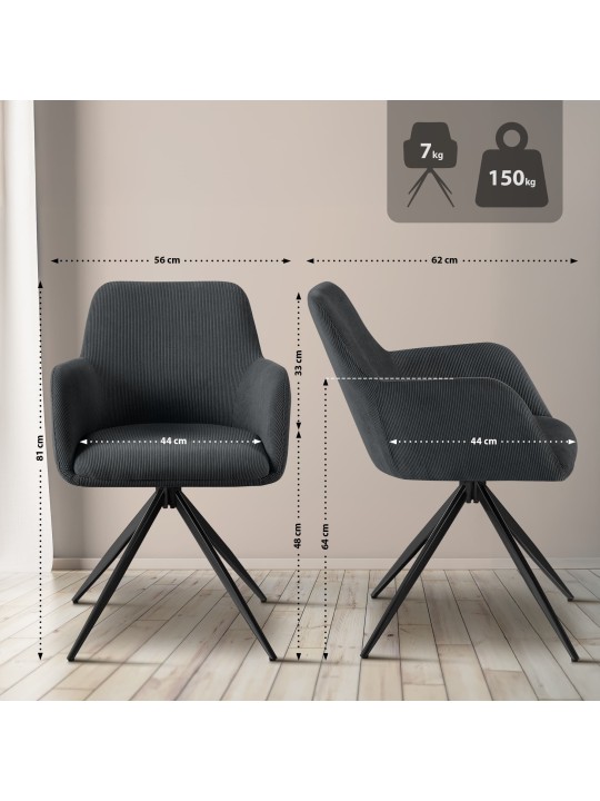 Silla de comedor Olema Cord, negro