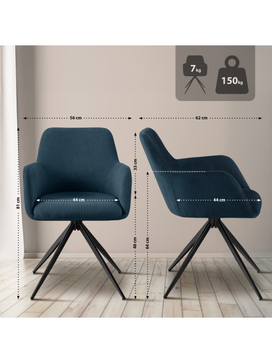 Silla de comedor Olema Cord, azul