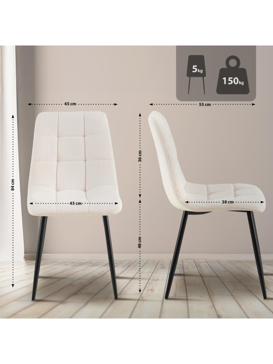 Juego de 2 Sillas de Comedor Tilde Cordón, crema Juego de 2 Sillas de Comedor Tilde Cordón, crema
