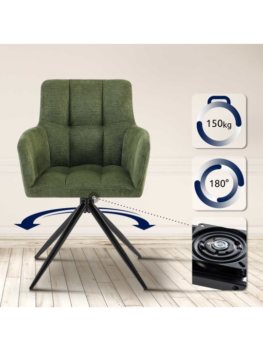 Juego de 2 sillas de comedor tela Jonah, verde