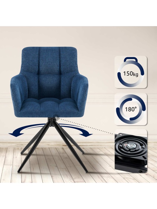 Juego de 2 sillas de comedor tela Jonah, azul oscuro Juego de 2 sillas de comedor tela Jonah, azul oscuro