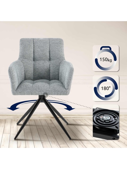 Juego de 2 sillas de comedor tela Jonah, gris claro Juego de 2 sillas de comedor tela Jonah, gris claro