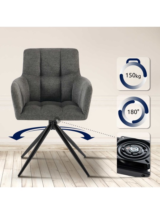 Juego de 2 sillas de comedor tela Jonah, gris oscuro Juego de 2 sillas de comedor tela Jonah, gris oscuro