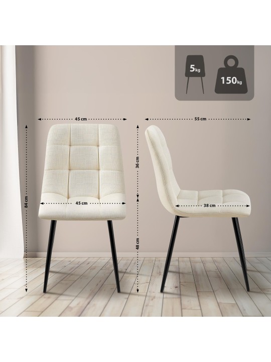 Silla de comedor tela Tilde, crema